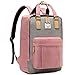 Schulrucksack Mädchen Teenager, VASCHY Wasserabweisend 15.6 Zoll Laptop Schulranzen Vintage Rucksack für Damen Hochschule Schultasche Casual Daypack Reiserucksack(Rosa und Grau)