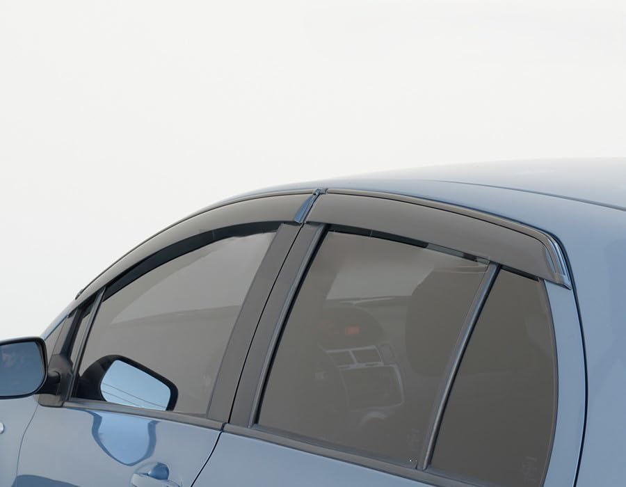 WellVisors Window Visors Wind Deflectors Compatible with Toyota Yaris 4Dr Hatchback 2009-2011 with Black Trim Rain Guards 3-847TY026