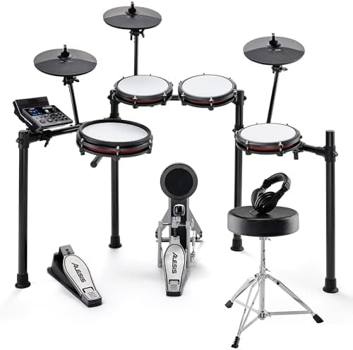Alesis Nitro Max Perkusja Elektroniczna Zestaw Essentials z Naciągami Siatkowymi, Stołkiem i Akcesoriami