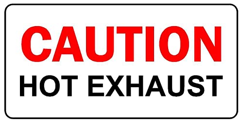 Caution hot exhaust safety sign 70mm x 35mm - Self adhesive sticker (24)