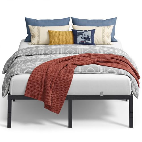 Image of VASAGLE Queen Metal Bed Frame 16 Inches Tall, 1100 lb Weight Capacity, No Box Spring Needed, with Under-Bed Storage, Easy Setup, Heavy-Duty Platform Bed, Mattress Retainers, Matte Black URMB661BD02S