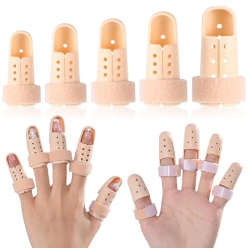 Stecche per le Dita, Set 5 Stecche Dita Regolabili, Tutore Dito a Scatto, Stecca Fissa Riabilitazione Dita, Tutore per Dita a Scatto, per Riabilitazione, Allevia Dolore Tendinite Artrite, 5 dimensioni