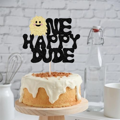 Dcokska One Happy Dude Cake Topper, Baby 1st Birthday ，Baby Shower Party,Boy 1st Birthday Decoration