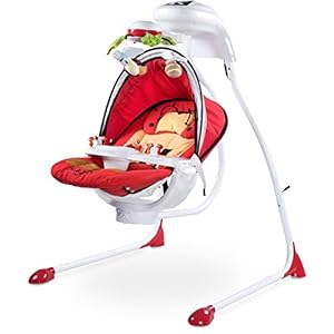 CARETERO Bugies babyschommel babywip schommelwip draaibare zitting timer elektronische mobiel met lippen, rood