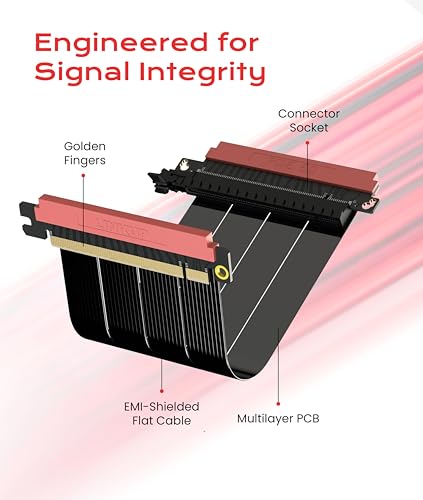 Image of LINKUP - AVA5 PCIE 5.0 Riser Cable | RTX5090 RX9070 GPU Ready | x16 128GB /s Speed | Compatible with PCIe 4.0 | Designed for ITX | Double Reverse, Black 22cm (Total Length 24cm)
