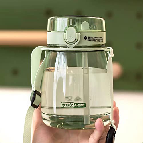 Moioibe Water Bottle With Straw 28Oz Kids Water Bottle Bpa Free Water Bottles For School/Kid/Women/Girl, Cute Water Bottles With Strap, Green #TOP2