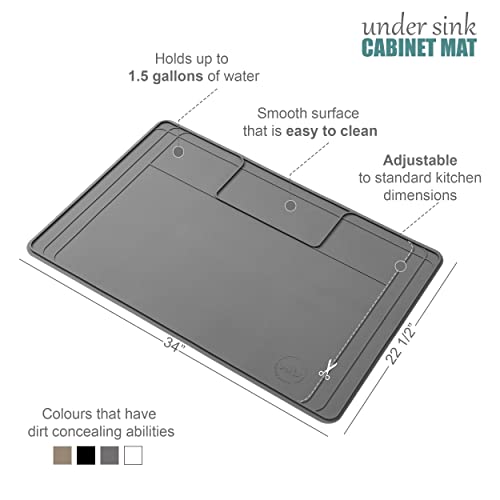 Famous Rhino - The Original Under Sink Mat - Silicone Waterproof Mat, Adjustable, Easy To Clean, Kitchen Cabinet Liner, Disifenction Surface - 34" X 22" Or Smaller #TOP4