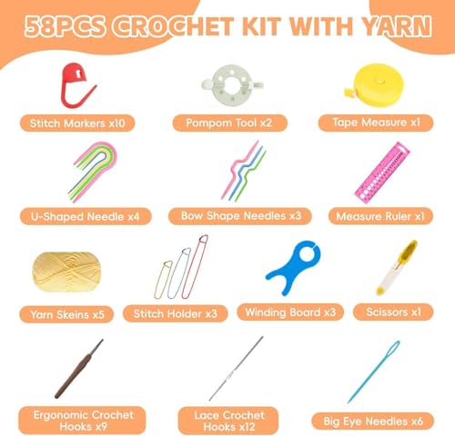 Image of QLECT Crochet Needle Kit 107Pcs with Carry Bag DIY Crochet Kit with Tools & Accessories Comprehensive Crochet Kit for Beginners & Professionals(Assorted Colours)