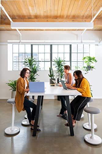 Image of Fully Luna Standing Desk and Task Stool - Ergonomic Balance Office Wobble Chair - Slip-Resistant Rubberized Base (White Base, Black Cushion)