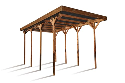 Forest Style Carport aus behandeltem Holz, 32,3 m² – Camping Car 800 x 404 x 395 cm – Cerland