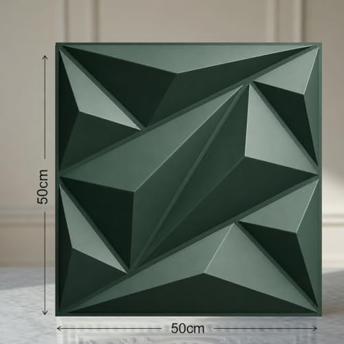 Image of Kayra Decor 3D PVC Wall Panel - Alps Design Olive Green Color 19.7 inch x 19.7 inch (Pack of 12) - Covers 32.34 Sq. Ft.
