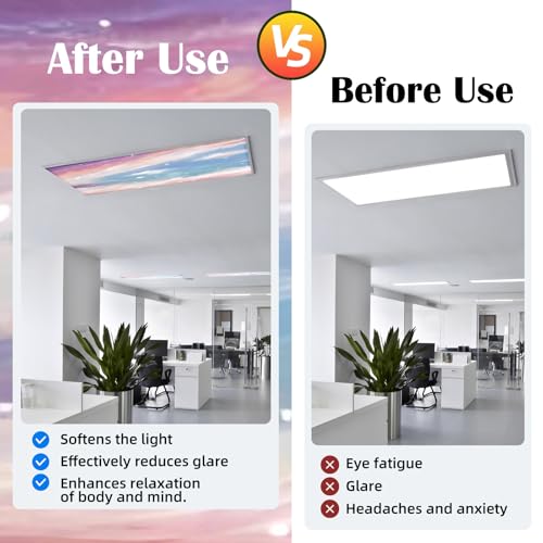 Image of ANGSYLTH 8 Pcs Fluorescent Light Covers - 4 x 2 Feet Covers for Ceiling Lights, 8 x 10 Magnetic Light Filters for Classroom, Office, Hospitals (Sunset Glow)