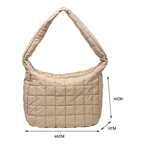 Yfgbcx Quilted Tote Bags For Women Lightweight Quilted Padding Shoulder Bag Down Cotton Padded Large Tote Bags Lattice Crossbody Bag Zip Closure #TOP5