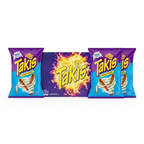 Takis Buckin Ranch Tortilla Chips würziges Ranch nicht scharf mexikanischer Mais-Snack Multipack 3 x 100g