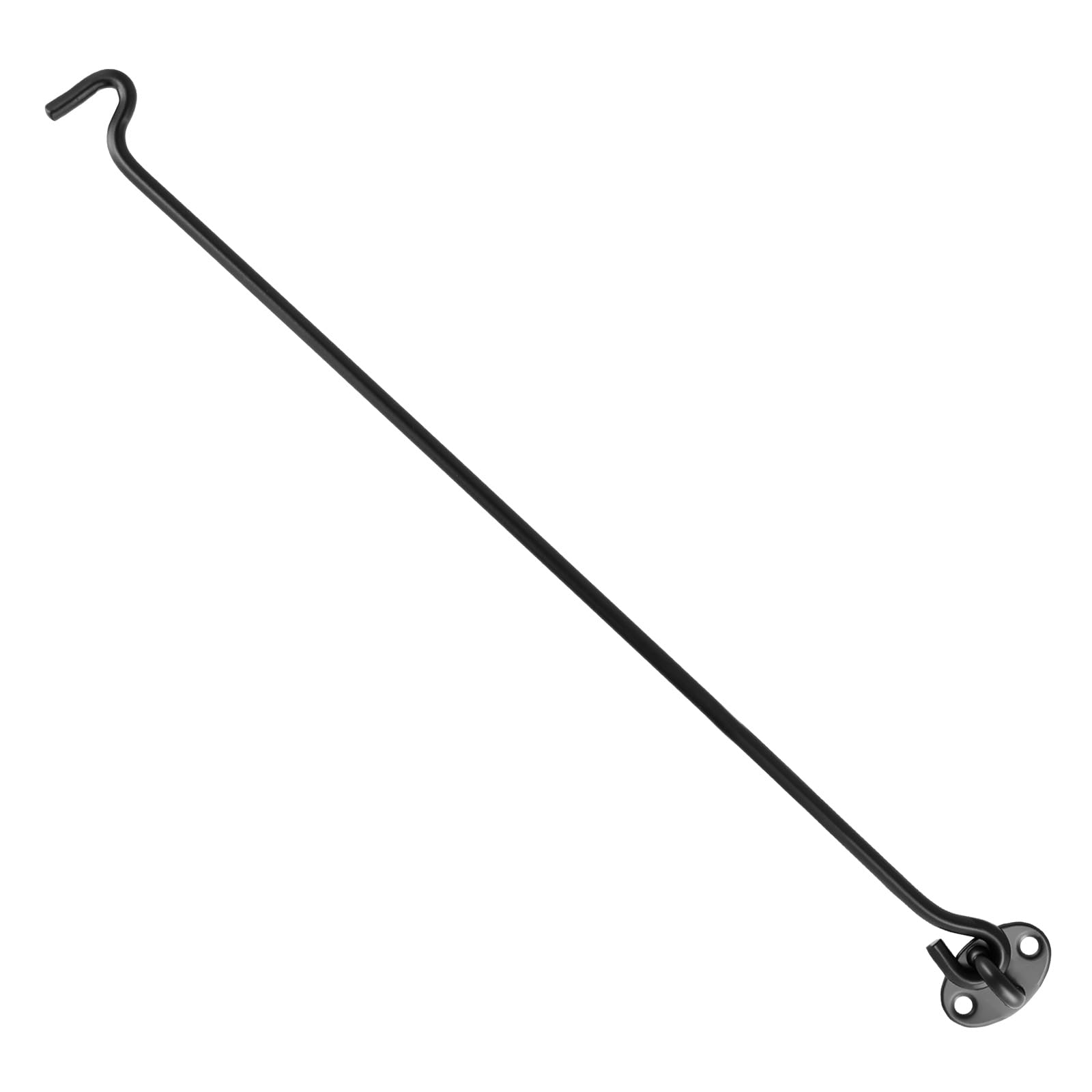 Set di 8 Ganci a Vento Neri 40 cm in Acciaio Inossidabile, Fermaporta con 32 Viti e Piastra 4x2,6 cm per Porte, Finestre e Cancelli