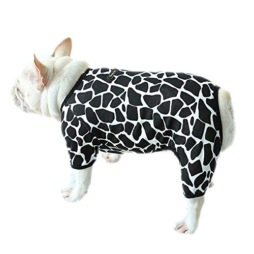 Ropa para perros, pijama de perro de algodón suave, mono para Bulldog Francés - Mono para perros antipelos - Camisas para cachorros pequeños y medianos - L