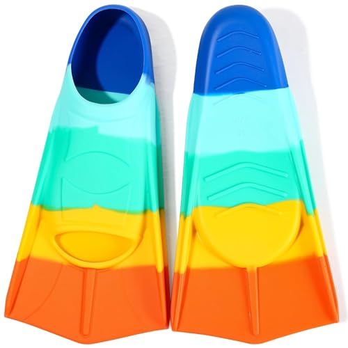 Image of Kids Swim Fins,Short Youth Fins Swimming Flippers for Lap Swimming and Training for Children Girls Boys X-Small