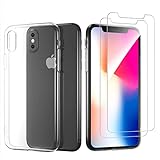 El juego contiene 2 protectores de pantalla de vidrio templado para iPhone X, Xs y una funda transparente para iPhone X, Xs. Brinda la máxima protección.