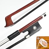 VINGOBOW Brazilwood Violin Bow 4/4 Full Size 74.5cm Ebony Frog Natural Mongolian Black Horsehair Well-Balanced Warm Tone