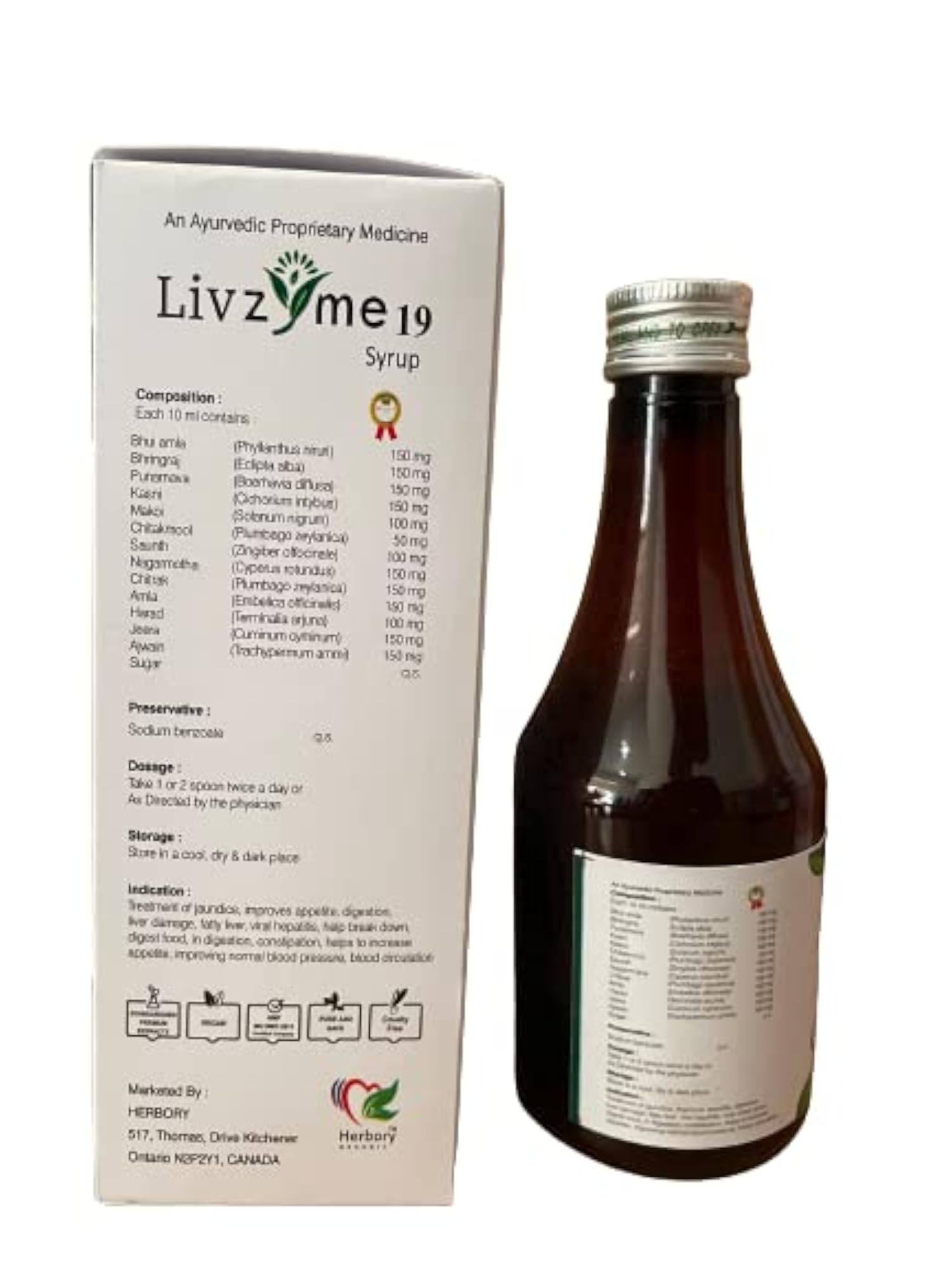 Herbory Livzyme 19 Syrup, Liver Health Supplement