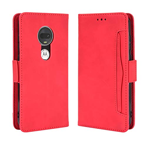 Phone Case for Motorola Moto G7/Moto G7Plus With Tempered Glass Screen Protector Card Holder Slot Stand Kickstand Shockproof Protective Wallet Purse Leather Flip MotoG7Plus Moto7 G 7 7G G7Plus Red - Image 3