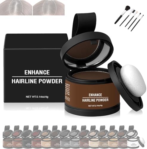 Root Cover Up Hairline Hair Color Powder, Instantly Conceals Hair Loss, Maycheer Hair Rich Shading Powder, 14 Colors Root Touch Up Powder with Mirror, Water Sweat Resistant (Ash Brown)