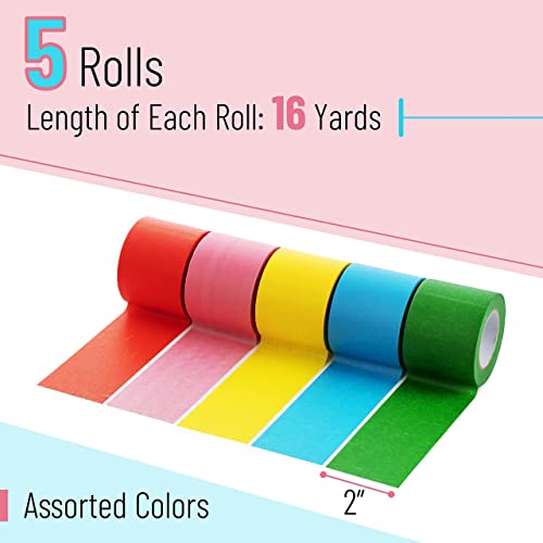Mr. Pen- Colored Masking Tape, 16 Yards Per Roll, 2 Inch Wide, 5 Rolls, Colored Painters Tape, Paper Tape, Colored Tape Rolls, Craft Tape, Art Tape, Labeling Tape, Colorful Masking Tape #TOP1
