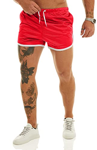 Ouber Men's Fitted Shorts Bodybuilding Workout Gym Running Tight Lifting Shorts with Pockets4