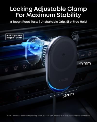 Image of Anker Prime MagSafe Car Mount Charger, Qi2 25W Certified Wireless Car Charger with AirCool, Strong Magnets, Air Vent Mount for iPhone 17-12 Series