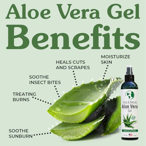 Earth’s Daughter Organic Aloe Vera Gel from Fresh Cut 100% Pure Organic Aloe leaves – Fast Absorbing for Face, Skin, Hair & Body – Vegan, Unscented, Natural - 8 Oz USA Made