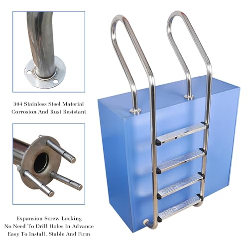 Barandal para piscina de 3 escalones de acero inoxidable miniatura 6