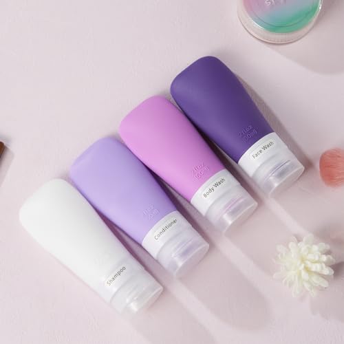 Image of INSFIT Travel Bottles for Toiletries, TSA Approved 3oz Travel Size Containers, BPA Free Leak Proof Squeezable Silicone Tubes for Shampoo Conditioner Lotion Body Wash with Labels
