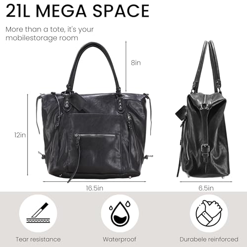 Bolso tote grande para mujer de cuero vegano 21L miniatura 3