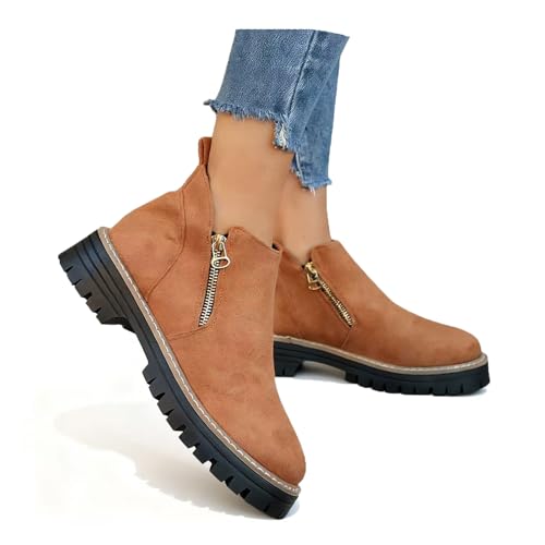 Best Chelsea Boots for Flat Feet: Style & Comfort Guide 15 Forevercan Women'S Vintage Low Heel Casual Ankle Boots Fashion Pointed Toe Side Zipper Chunky Heels Platform Retro Leather Boots Comfort Non-Slip Slip On Flat Shoes Booties (Brown,11)