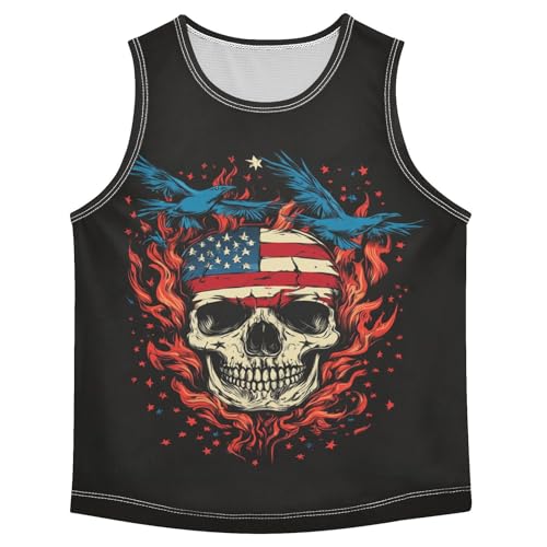 Skull Flames Black Boys Tank Tops Sleeveless Tank Top Shirts Undershirts for Summer,3T