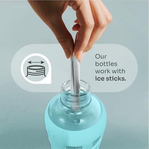 Image of purifyou 40oz / 32oz / 22oz / 12oz Borosilicate Glass Water Bottle with Time & Volume Markers, Silicone Sleeve, Stainless Steel Lid | Reusable Glass Bottle for Water & Juice (32oz Glow-in-the-Dark)