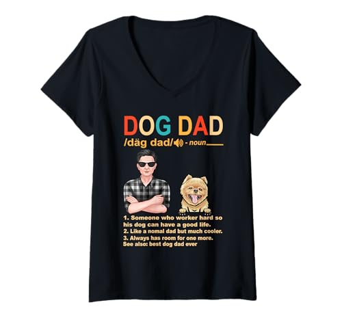 Mulher Pomeranian Dog Dad Definition For Daddy Funny Fathers Day t-shirt decote em V