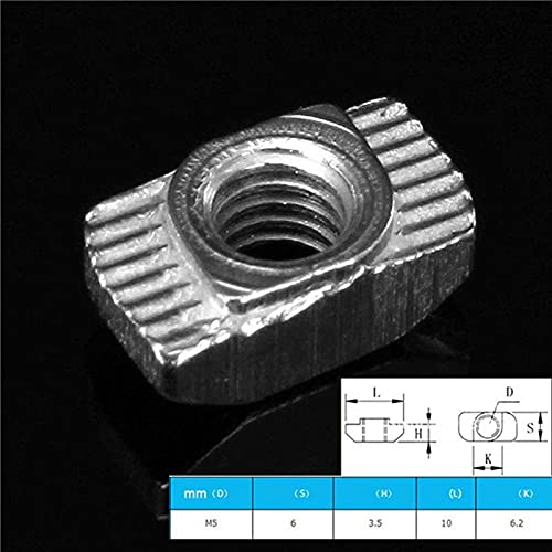 Bloepum 100X M5 Hammer Nut Carbon Steel Aluminum Connector & 20Pcs T Slot L-Shape Interior Inside Corner Connector Joint Bracket