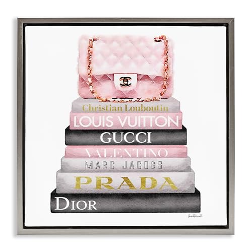 Watercolor Fashion Bookstack Glam, 24 x 24 Inch Canvas in Floater Frame