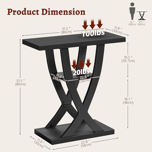 FAVOOSTY 31.5" Entryway Table, 3 Tier Hallway Table, Console Tables, Black - Image 2