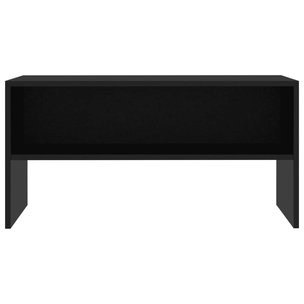 Hothingwell Szafka pod telewizor czarna 80x40x40 cm drewno inżynieryjne | Otwarta komora, stojak multimedialny i konsola do gier, łatwe czyszczenie i montaż