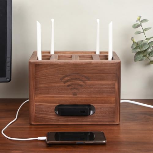 Boîte de rangement de fils en bois à 2 niveaux pour éliminer les nœuds de câbles du hub USB - 8