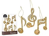 Christmas Traditions 4" Glittered Musical Notes with Bell Ornaments Hanging Tree Decorations (Set of