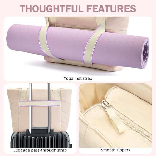 Axcone Women's Yoga Tote Bag with Luggage Sleeve & Mat Straps - Gym Work Bag for Office, Commute, Sports,Travel3