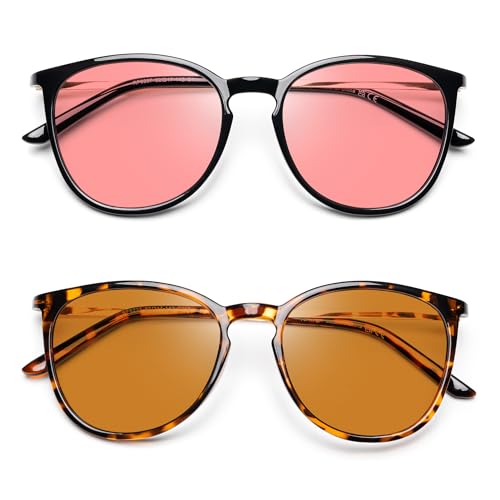 Image of Fluorescent-41 Pink Tinted Blue Light Blocking Glasses for Migraine, Light Sensitivity, Photophobia JF5002