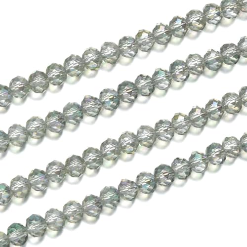 Image of 1000pcs Czech Faceted Rondelle Crystal Glass Beads 4mm Small Tiny Bulk Light Green Shimmer