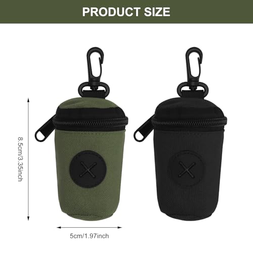 Kotbeutelspender Hund Outdoor 2 Stück Kompakter Hundekotbeutelhalter aus 900D Polyester Seitliche Öffnung Reißverschluss & Karabiner Ideal für Spaziergänge Reisen Camping mit Haustieren