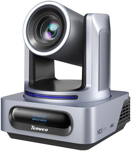 Tenveo PTZ-Kamera mit NDI, AI-Auto-Tracking, 30-Fach optischem Zoom, 3G-SDI, USB 3.0, HDMI, LAN, PoE-Ausgängen, Live-NDI-IP-Streaming für Konferenzen, YouTube, OBS, vMix