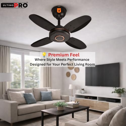 Image of Small Ceiling Fan 4 Blade Indoor Fan High-Speed 2-Year Warranty Small Fan for Kitchen, Balcony & Small Room (24 Inch)