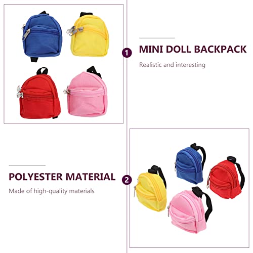 Milisten Mini Doll Backpack Set 4Pcs Small Zippered Miniature Schoolbag Accessories for Dolls Micro Scene Decoration Portable Toy Bags 3.15X2.76X1.38 Inch - Image 4